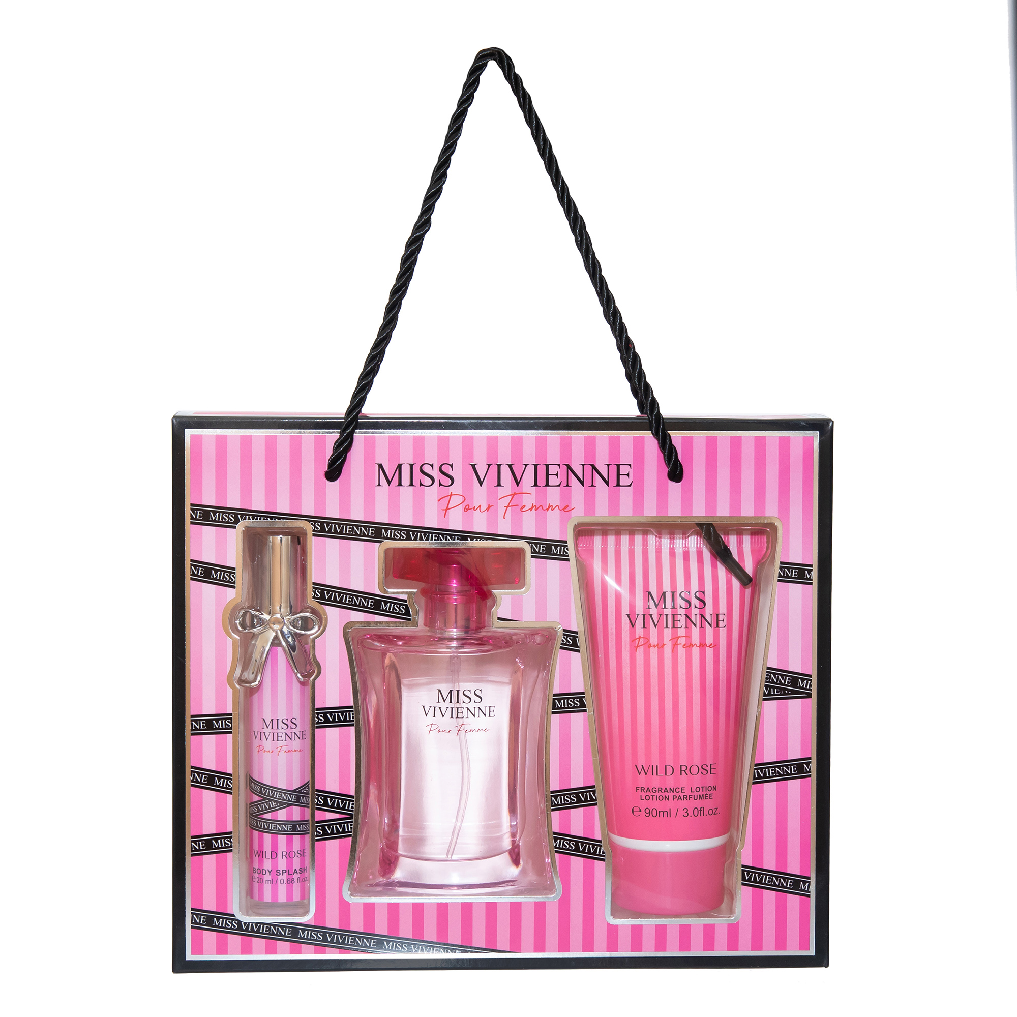 Set cadou femei Miss Vivienne, EDT 100 ml + Body Lotion 90 ml + Body Splash 20 ml, WILD ROSE® - imagine 3