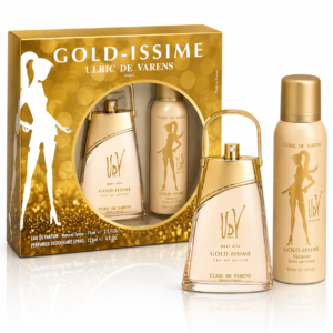 Set cadou femei 2 piese Ulric de Varens Gold-Issime®, Apă de parfum 75 ml + Deodorant 125 ml