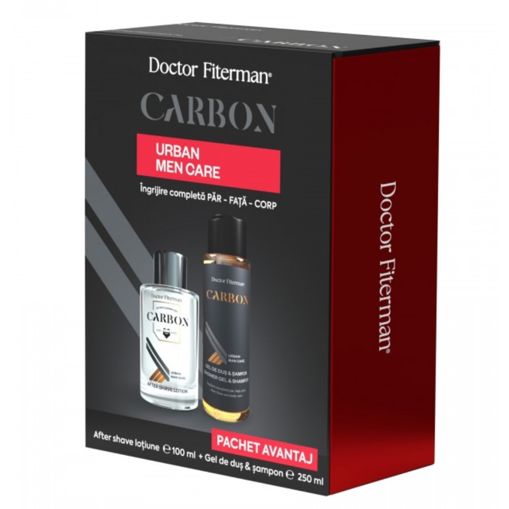 Set îngrijire bărbați Doctor Fiterman® Carbon Urban Men Care – after shave 100 ml + gel duș & șampon 250 ml - imagine 4