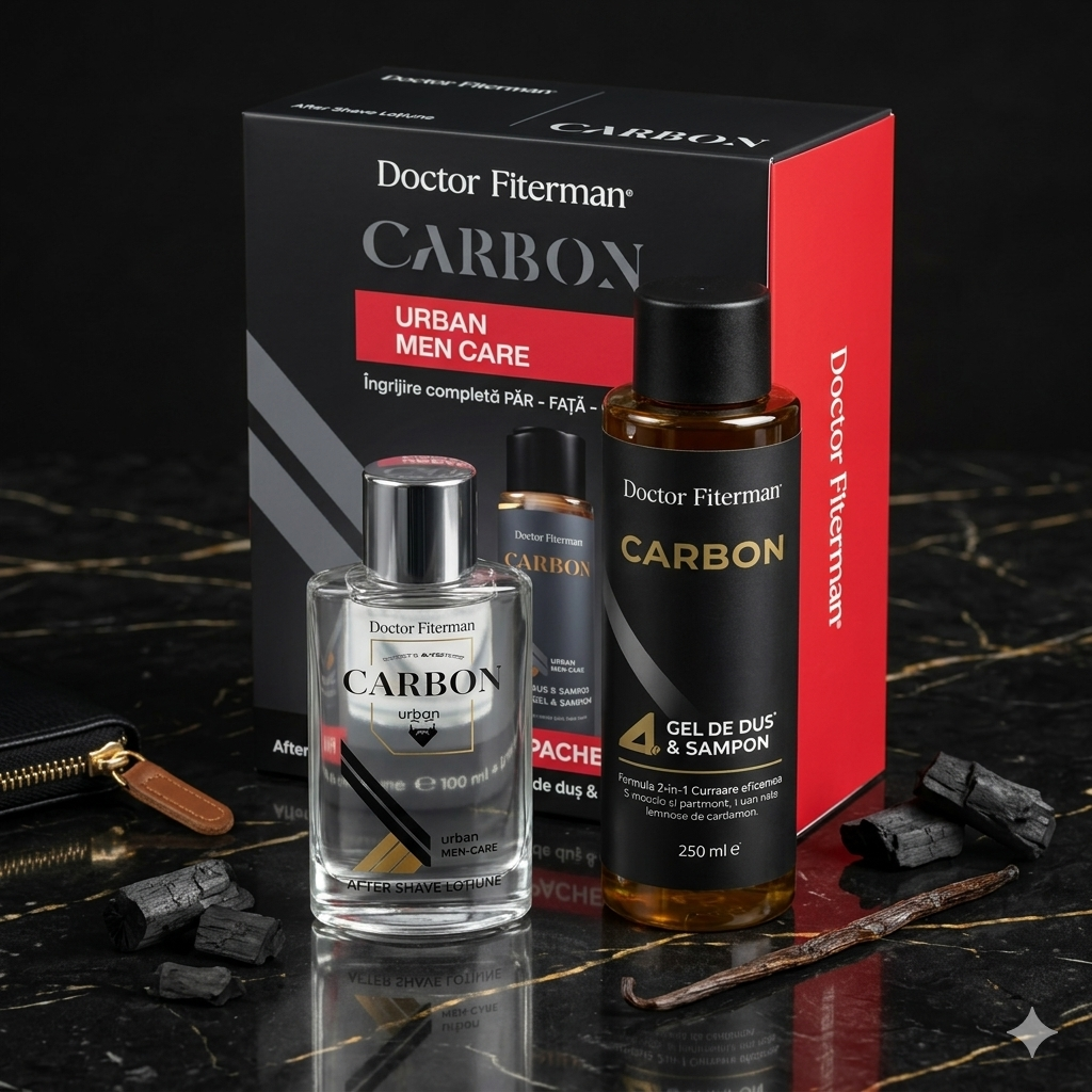 Set îngrijire bărbați Doctor Fiterman® Carbon Urban Men Care – after shave 100 ml + gel duș & șampon 250 ml - imagine 3