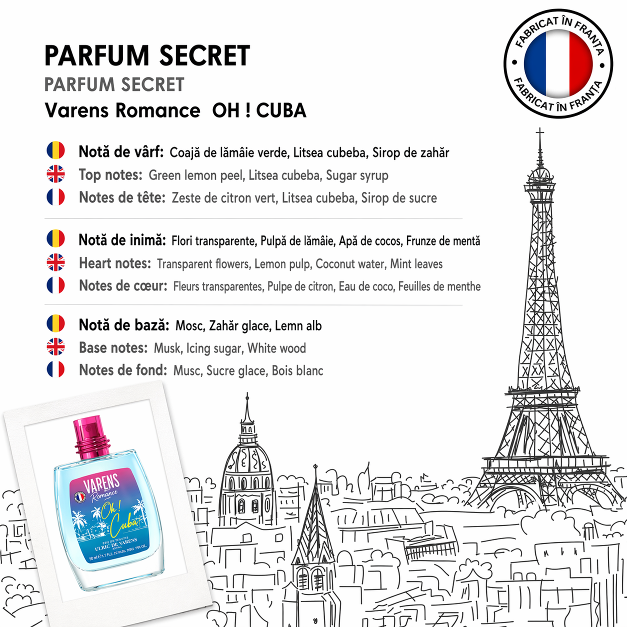Apă de parfum pentru femei Ulric de Varens Oh! Cuba, EDP 50 ml - imagine 4