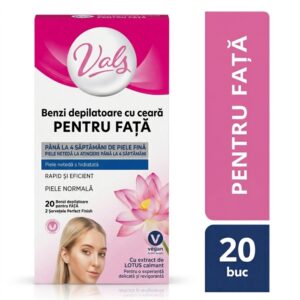 Benzi depilatoare pentru față Vals Professional Care, piele normală, 20 benzi + 2 șervețele
