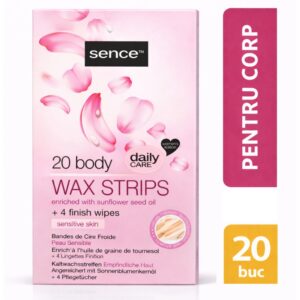 Benzi depilatoare pentru corp Sence Daily Care, piele sensibilă, 20 benzi + 4 șervețele