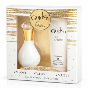 Set cadou pentru femei Golden Dew, Apă de parfum 50 ml + Loțiune de corp 50 ml, V.V.LOVE®