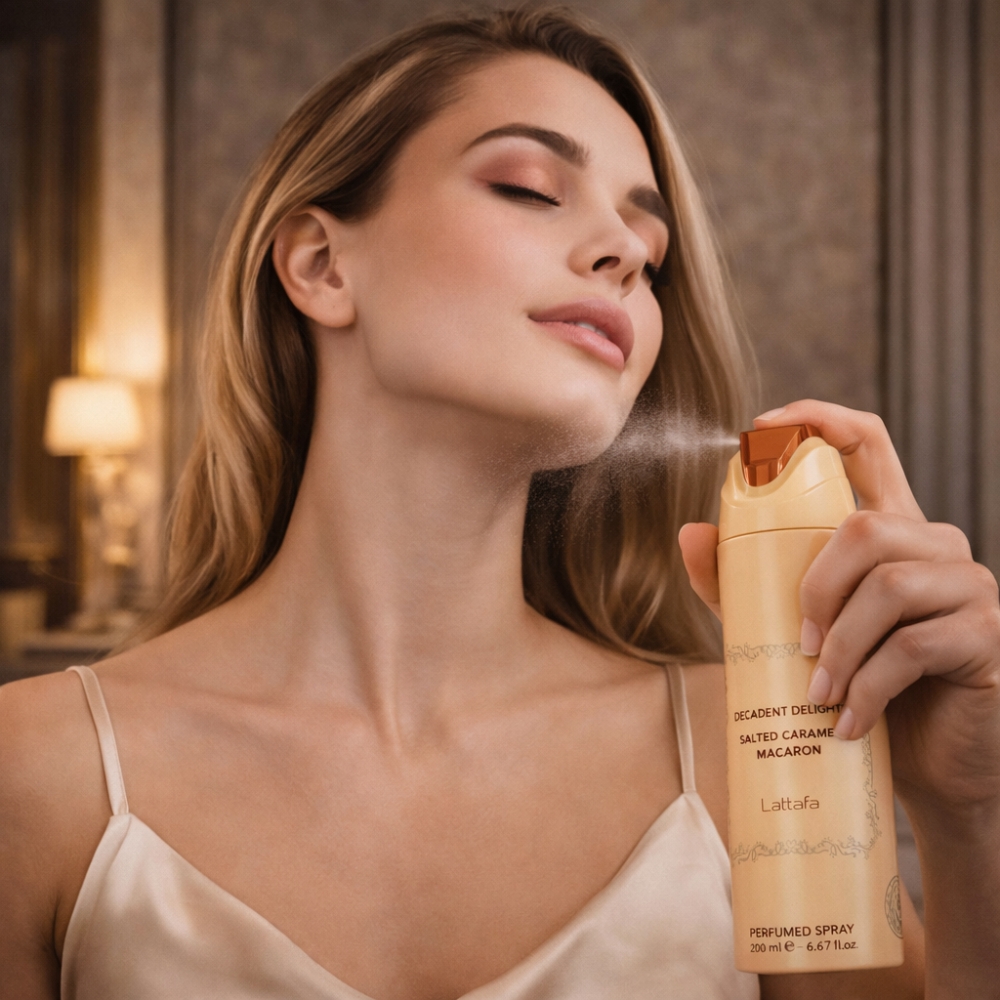 Spray parfumat pentru femei, Decadent Delights Salted Caramel Macaron, 200 ml, Lattafa® - imagine 2