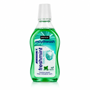 Apă de gură Sence® Freshmint Total Fresh cu fluor și mentă, fără alcool, formulă vegană, 500 ml
