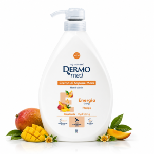 Săpun lichid Dermomed® cu aromă energizantă de mango și note tropicale fresh, 1000 ml