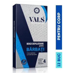 Benzi depilatoare pentru bărbați VALS®, 12 buc + 2 șervețele după epilare
