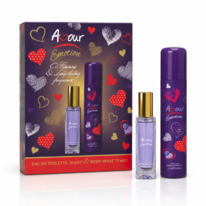 Set cadou pentru femei Amour Emotion, Eau de Toilette 30 ml + Body Spray 75 ml