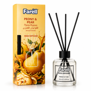 Odorizant de cameră cu bețișoare, Farell Peony & Pear, 100 ml