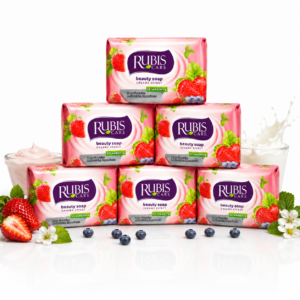 Set 6 săpunuri Rubis Care® Strawberry, 6 x 150 g – cu parfum dulce de căpșuni și note cremoase