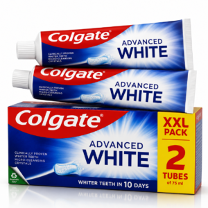 Pastă de dinți Colgate® Advanced White XXL Pack, efect de albire, 2 x 75 ml