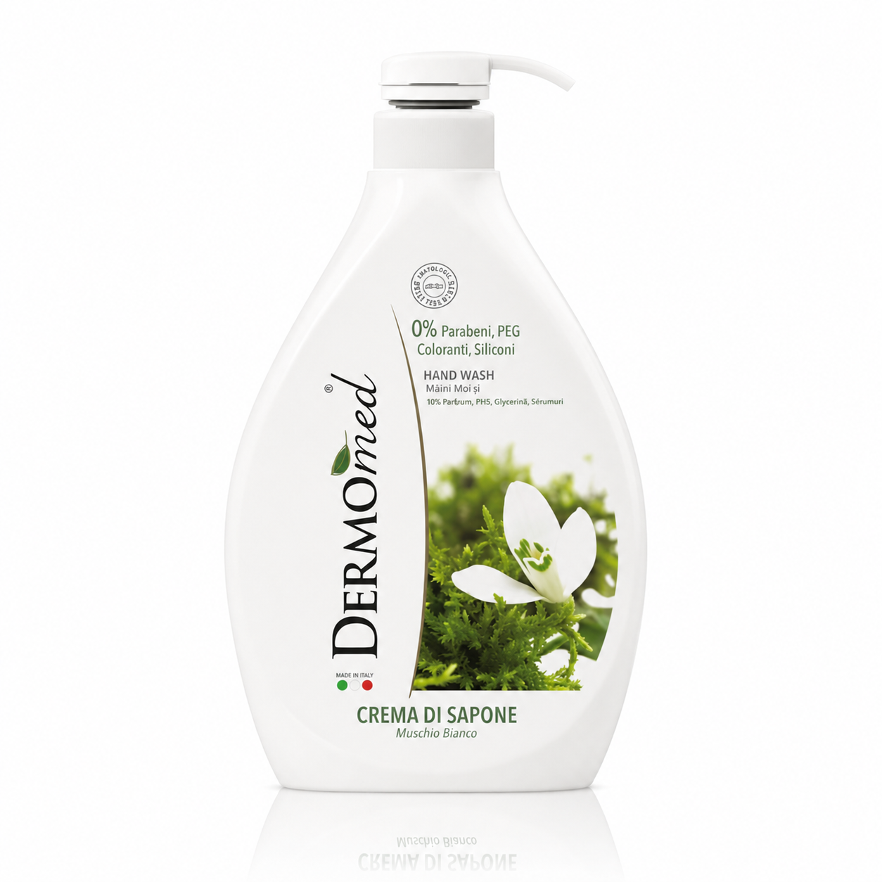 Săpun lichid Dermomed® cu parfum elegant de mosc alb și note florale delicate, 1000 ml - imagine 2