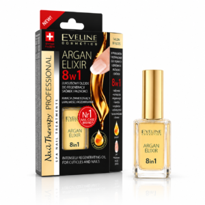 Ulei regenerant pentru unghii și cuticule Eveline Cosmetics® Argan Elixir 8 în 1, 12 ml