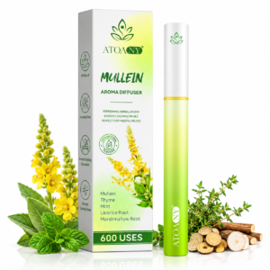 Inhalator de arome 100% naturale, Difuzor aromaterapie MULLEIN, fără fum, fără nicotină, fără tutun, cu coada lupului, frunză de cimbru, rădăcină de nalbă, rădăcină de lemn-dulce și ulei de mentă, 600 utilizări, ATOANY®