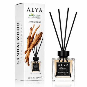 Odorizant de cameră cu bețișoare ALYA Nature Scents, Santal, 100 ml