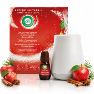 Difuzor de parfum Air Wick® Aroma Mist, Măr și Scorțișoară, cu uleiuri esențiale, ediție limitată