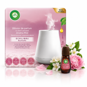Difuzor de parfum Air Wick® Aroma Mist Echilibru, cu uleiuri esențiale, Bujor & Iasomie