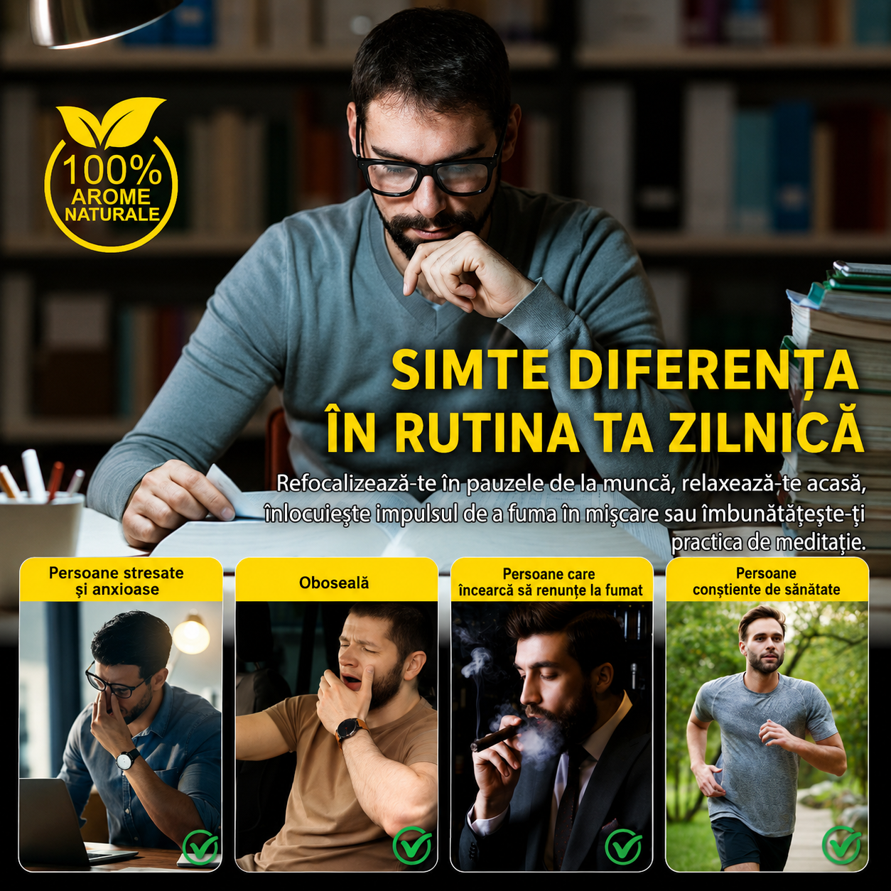 Inhalator de arome 100% naturale, Difuzor aromaterapie fără fum, fără nicotină, fără tutun, MAKA, 600 de utilizări, SEFUDUN® - imagine 6