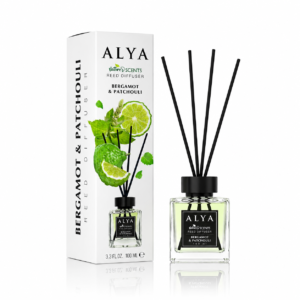 Odorizant de cameră cu bețișoare ALYA Nature Scents, Bergamot & Patchouli, 100 ml