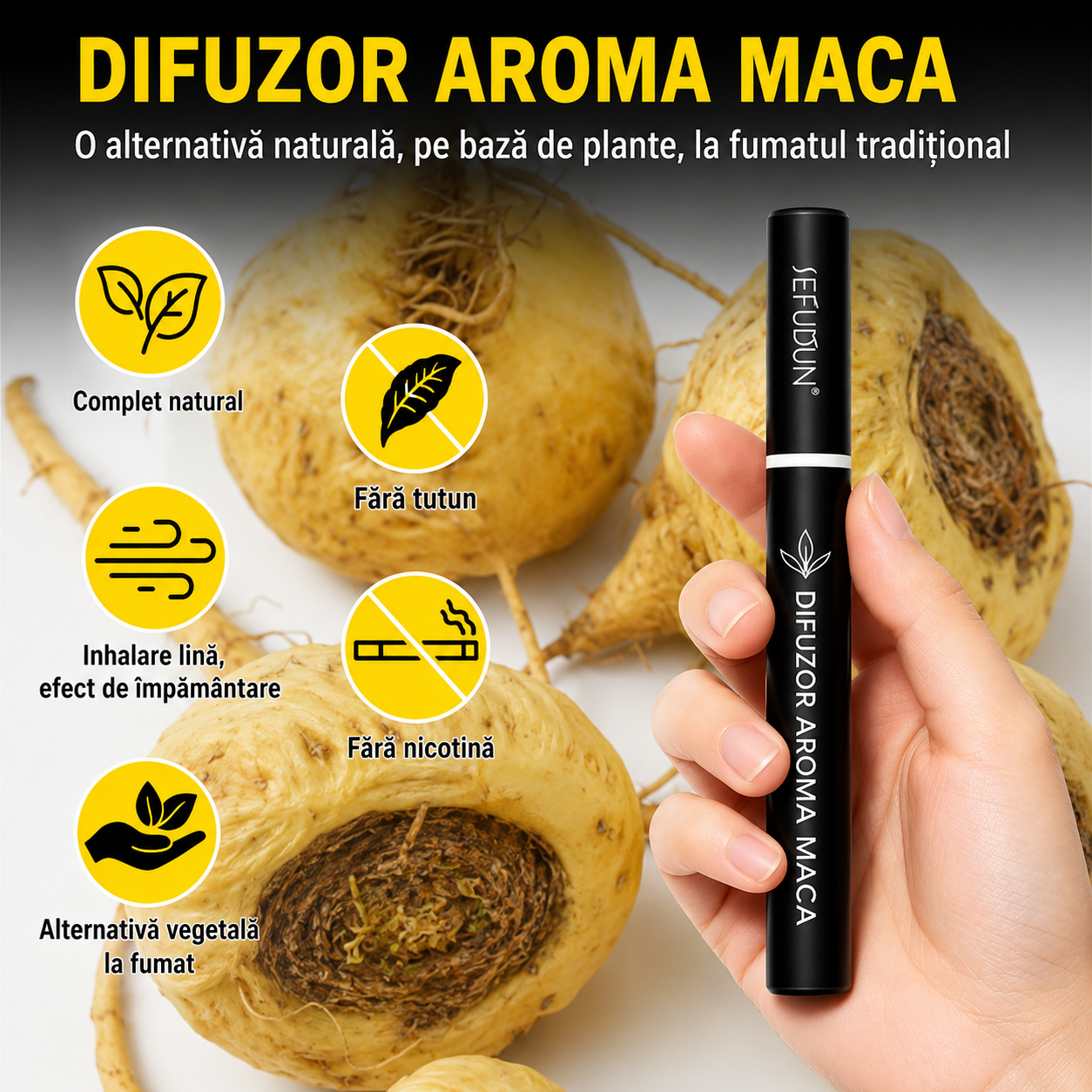 Inhalator de arome 100% naturale, Difuzor aromaterapie fără fum, fără nicotină, fără tutun, MAKA, 600 de utilizări, SEFUDUN® - imagine 9