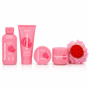 Alternative view of Set cadou îngrijire corporală Watermelon, Sence®, Gel de duș, Loțiune de corp, Scrub exfoliant & Burete de baie