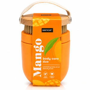 Set cadou îngrijire corporală Mango Sence®, Scrub exfoliant pentru corp & Perie