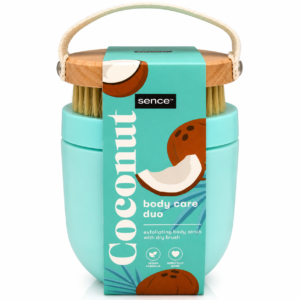 Set cadou îngrijire corporală Coconut Sence®, Scrub exfoliant & Perie
