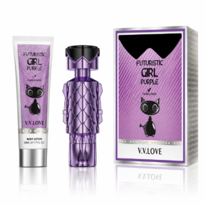 Set Cadou pentru Femei Futuristic Girl Purple, Parfum 30 ml și Body Lotion 50 ml, V.V.LOVE®