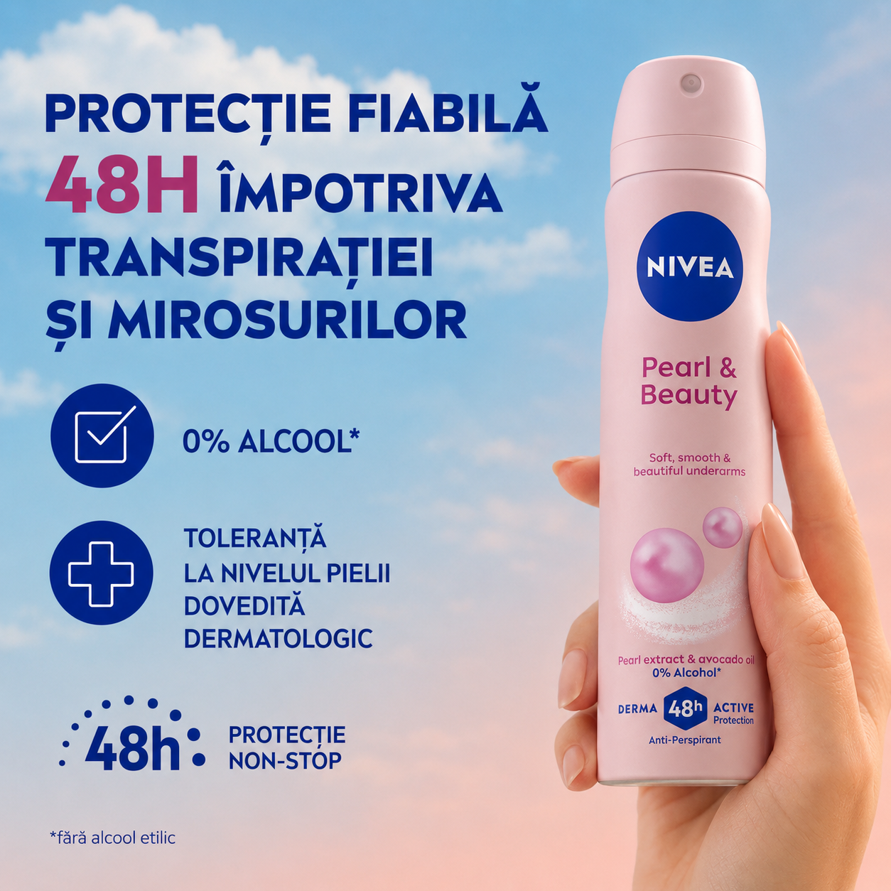 Deodorant antiperspirant spray NIVEA® Pearl & Beauty Quick Dry 48h, 250 ml - imagine 3