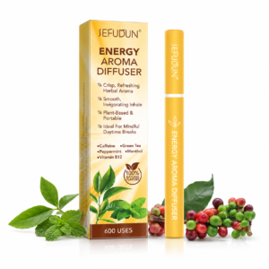 Inhalator de arome 100% naturale ENERGY, Difuzor aromaterapie fără fum, fără nicotină, fără tutun, Mentă, Green Tea și Cofeină, 600 de utilizări, SEFUDUN®