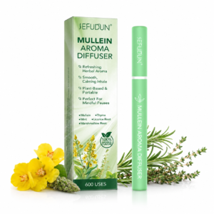 Inhalator de arome 100% naturale, Difuzor aromaterapie MULLEIN fără fum, fără nicotină, fără tutun, conține Mentă, Nalbă, Cimbru, Coada Lupului și Lemn Dulce, 600 de utilizări, SEFUDUN®