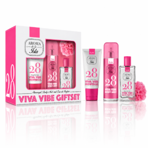 Set cadou pentru femei Sentio® Aroma de la Isla 28 Viva Vibe, Apă de parfum 30 ml + Body Mist 100 ml + Gel de duș 100 ml + Burete baie, 