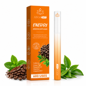 Inhalator de arome 100% naturale, Difuzor aromaterapie ENERGY, fără fum, fără nicotină, fără tutun, cu mentă, ceai verde, cofeină, mentol și vitamina B12, 600 utilizări, ATOANY®