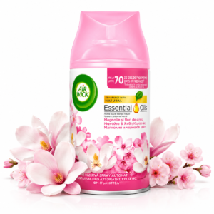 Rezervă Odorizant automat Air Wick® Essential Oils Magnolie & Flori de Cireș, rezervă spray, 250 ml