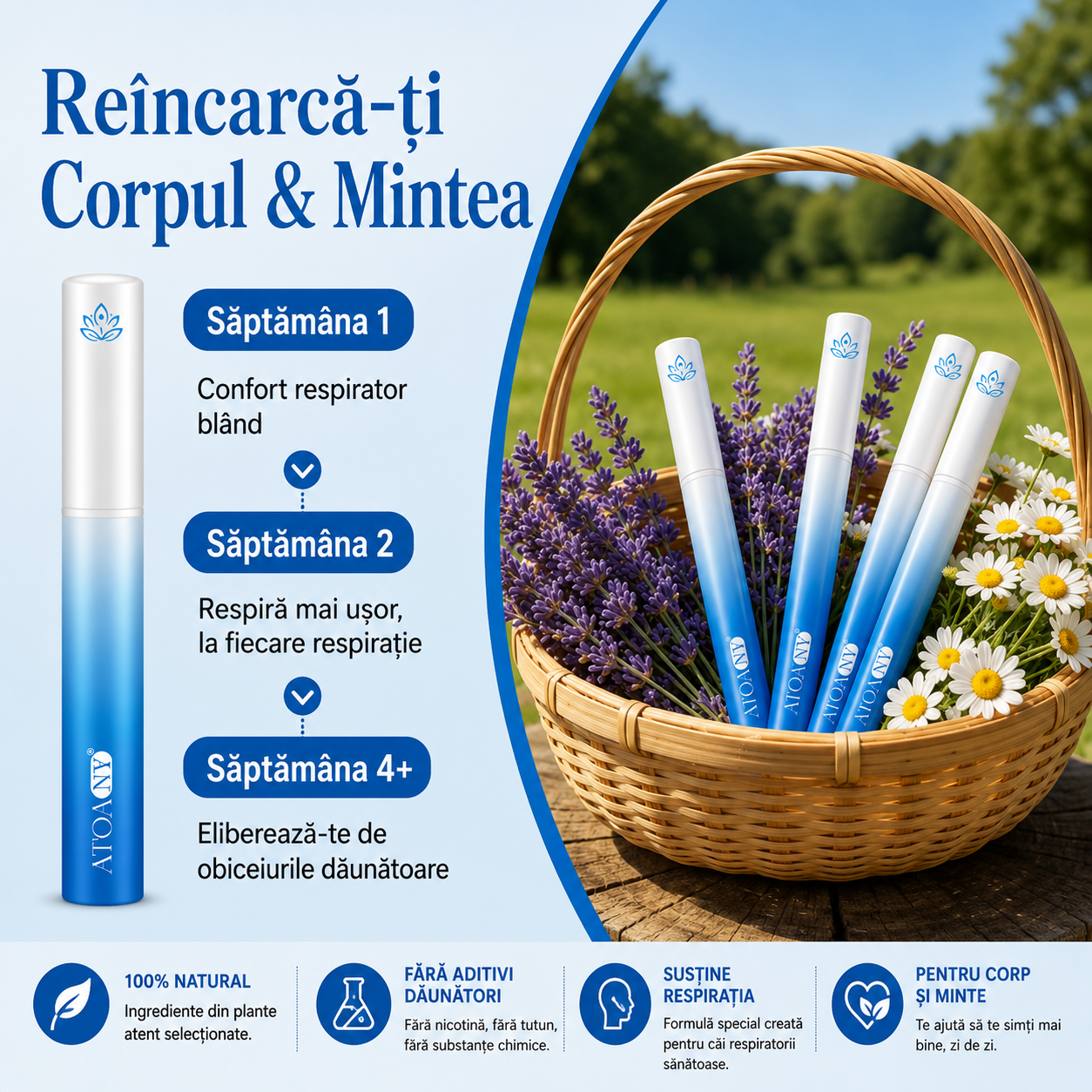 Inhalator de arome 100% naturale, Difuzor aromaterapie SLEEP, fără fum, fără nicotină, fără tutun, lavanda, mușețel și ashwagandha, 600 utilizări, ATOANY® - imagine 7