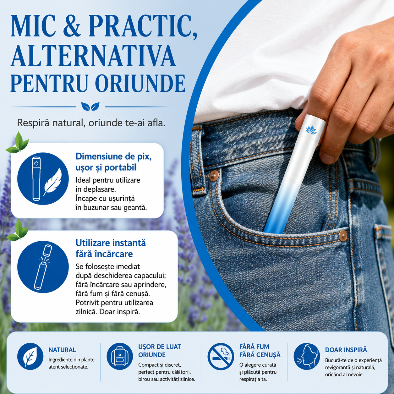 Inhalator de arome 100% naturale, Difuzor aromaterapie SLEEP, fără fum, fără nicotină, fără tutun, lavanda, mușețel și ashwagandha, 600 utilizări, ATOANY® - imagine 10