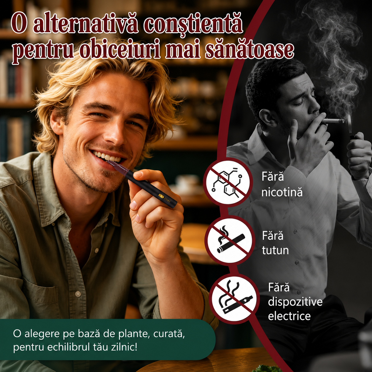 Inhalator de arome 100% naturale, Difuzor aromaterapie MAKA, fără fum, fără nicotină, fără tutun, cu rădăcina de maca neagră, ashwagandha, vitamina B12 și vitamina C, 600 utilizări, ATOANY® - imagine 8