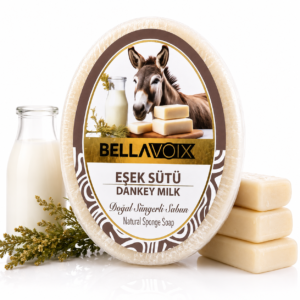 Săpun natural exfoliant cu burete încorporat Bellavoix Lapte de măgăriță, 135 gr