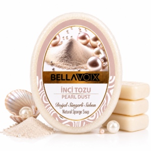 Săpun natural exfoliant cu burete încorporat Bellavoix Pudră de Perle, 135 gr