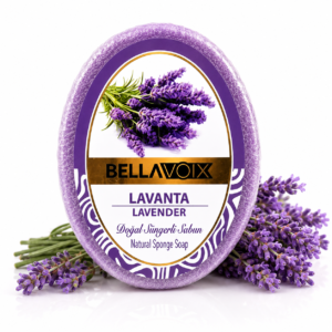 Săpun natural exfoliant cu burete încorporat Bellavoix Lavandă, 135 gr