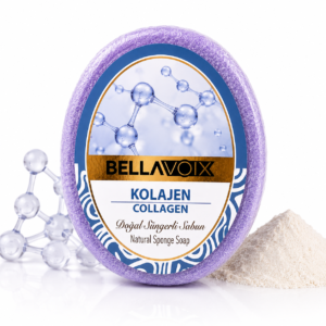 Săpun natural exfoliant cu burete încorporat Bellavoix Colagen, 135 gr