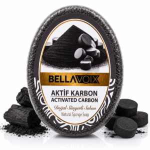 Săpun natural exfoliant cu burete încorporat Bellavoix Cărbune Activ, 135 gr
