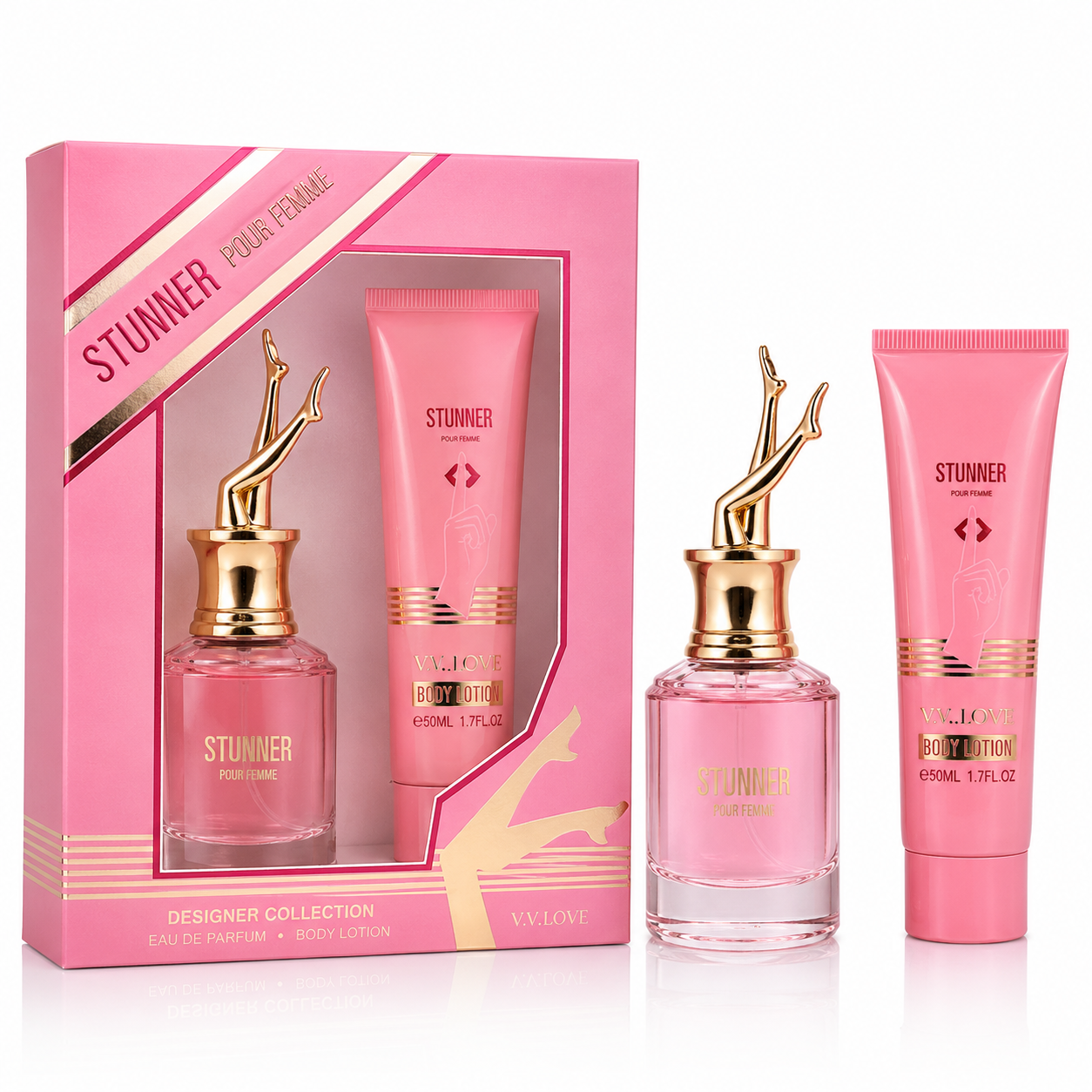 Set cadou pentru femei V.V.LOVE®, apă de parfum 30 ml și loțiune de corp 50 ml