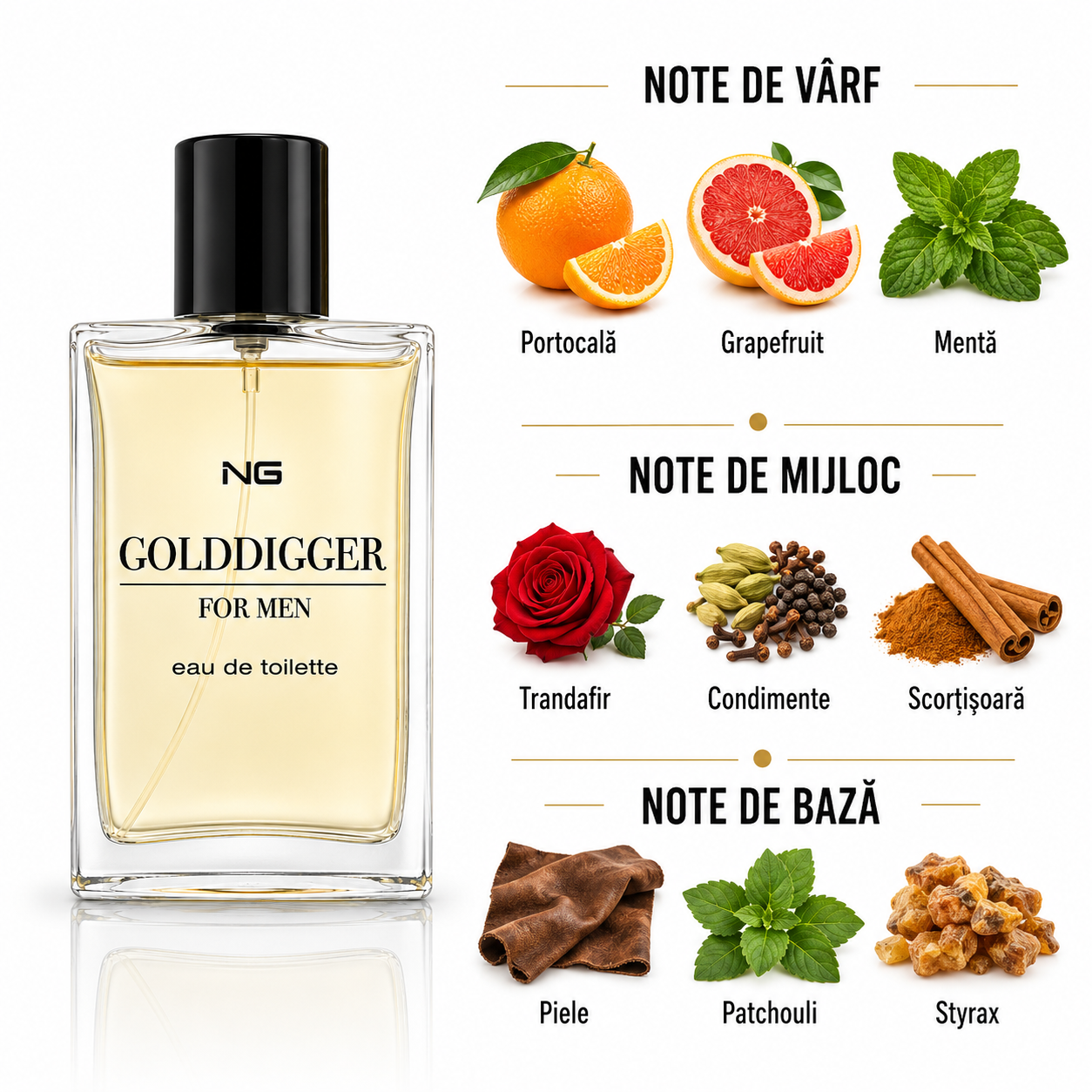 Apă de toaletă pentru bărbați, Parfum bărbătesc Golddigger For Men, EDT, 100 ml, NG® - imagine 2