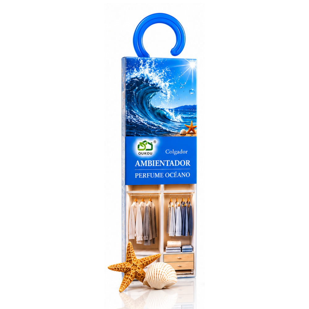 Set 4 odorizante de dulap OUKOU®, arome asortate Ocean, Lavandă, Verbenă și Iasomie, cu agățătoare - imagine 4