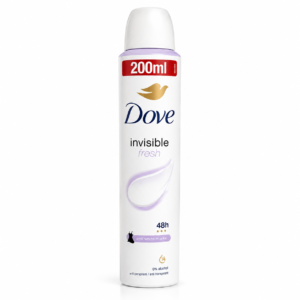 Deodorant antiperspirant spray pentru femei Dove® Invisible Fresh, protecție 48h, 0% alcool, 200 ml