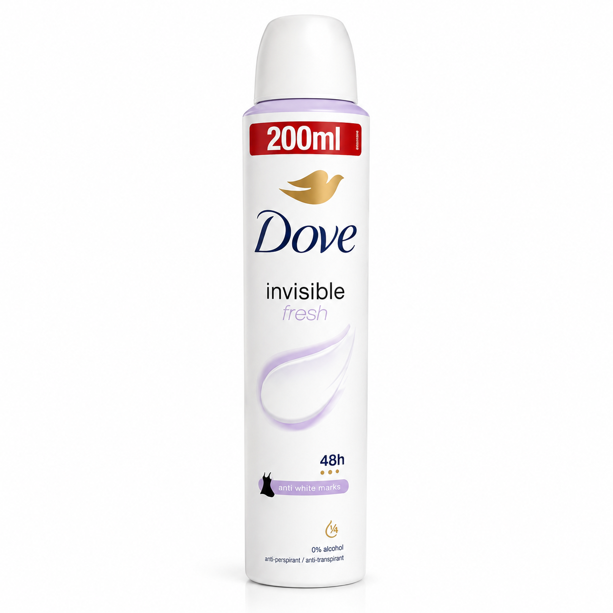 Deodorant antiperspirant spray pentru femei Dove® Invisible Fresh, protecție 48h, 0% alcool, 200 ml