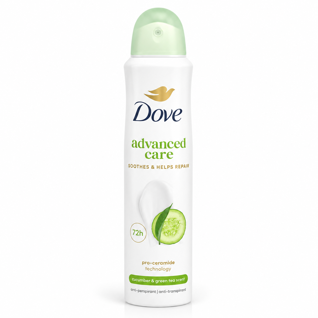 Deodorant antiperspirant spray pentru femei Dove® Advanced Care Cucumber & Green Tea Scent, protecție 72h, 200 ml