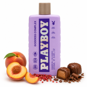 Gel de duș Playboy® Goddess Complex, Juicy Peach, Pink Pepper & Rich Praline, vegan, 250 ml